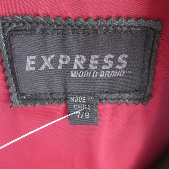 Y2K Lamb Leather Sleek Black Jacket Womens 7/8 S Patchwork Design Express - Picture 4 of 16